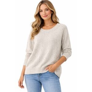 Old Navy Womens Cream Speckled Knit Sweater Pullover Size Large